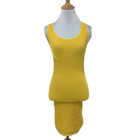 Bebe Bodycon Dress Womens PS Petite Small Sunflower Textured Cutout Back Fitted - Picture 1 of 14